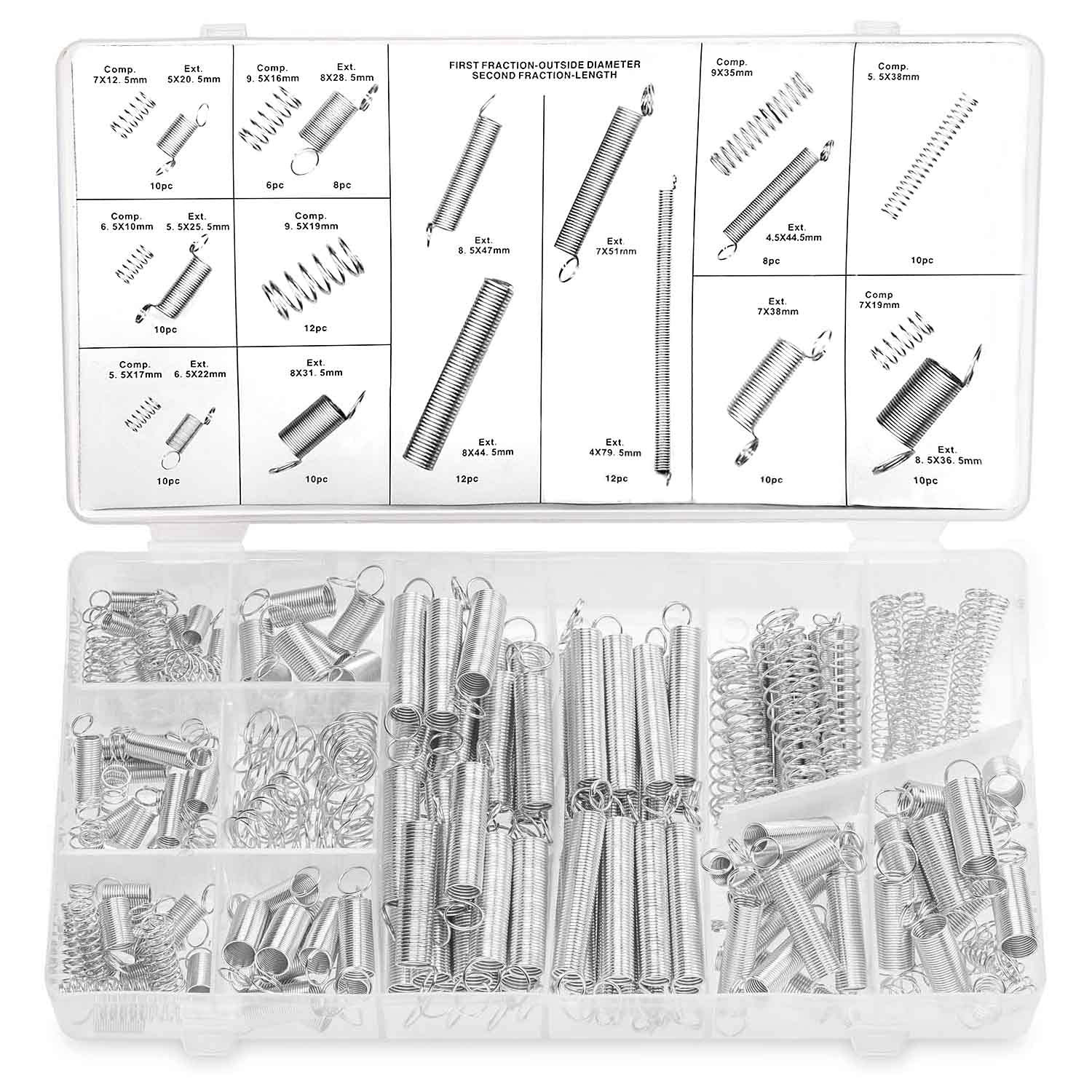 JONMON 200Pcs Spring Assortment - 20 Sizes Mechanical Compression